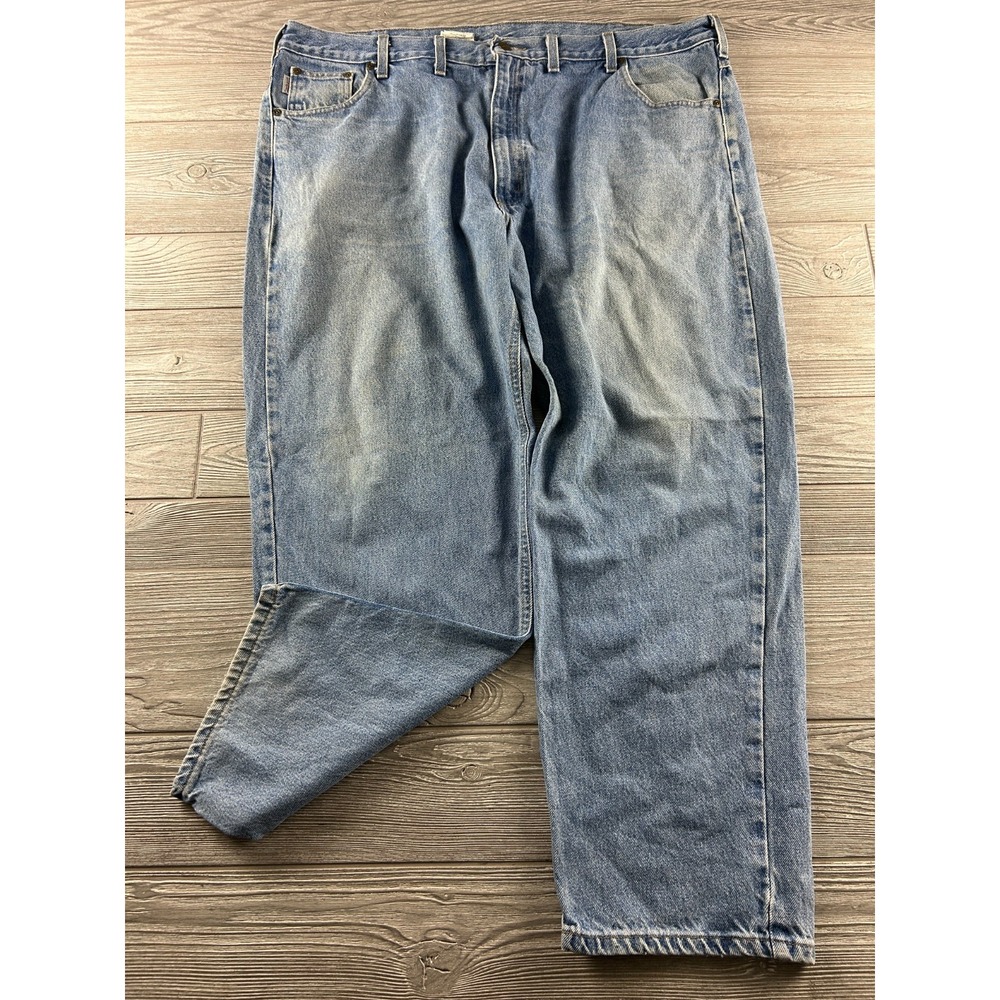 Men Carhartt Relaxed Fit Tapered Leg Light Wash Denim Jeans B17-STW Size 46x30